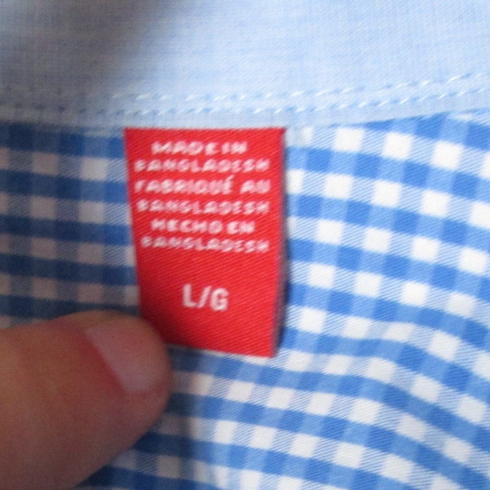 IZOD Mens Blue & White Plaid Long Sleeve Dress Shirt Size L Pre-Worn Goo… - Picture 5 of 7